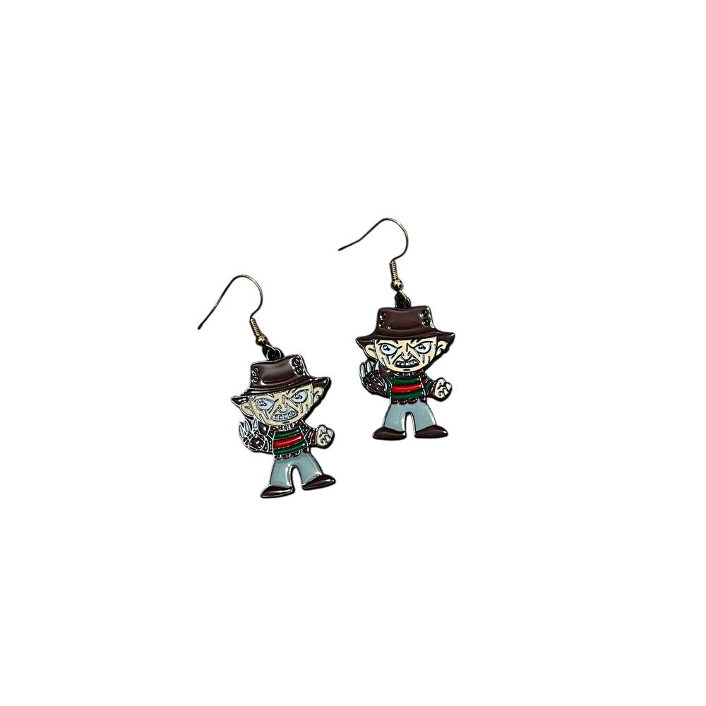 90's Horror Movie Nightmare On Elm Street Freddy Krueger Retro Earrings